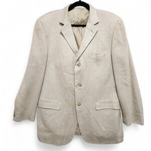 Ermenegildo Zegna Soft Blazer Mens EUR 54R‎ / US 44R Beige Mark Shale Silk Wool